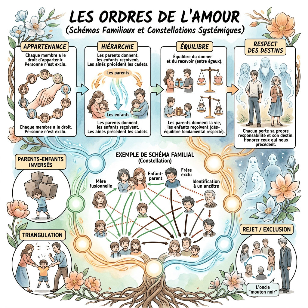 Constellations familiales et systémiques.